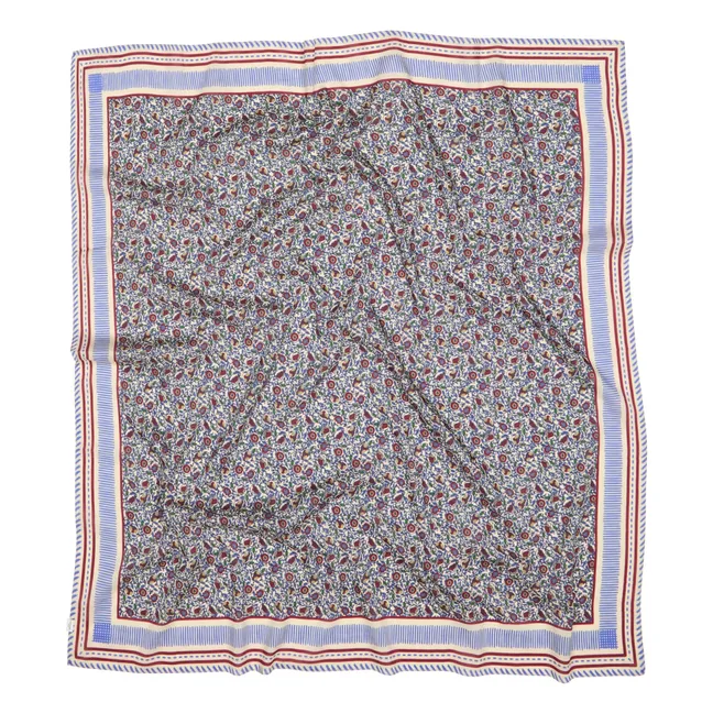 Foulard Asfloria Coton et Soie | Bleu