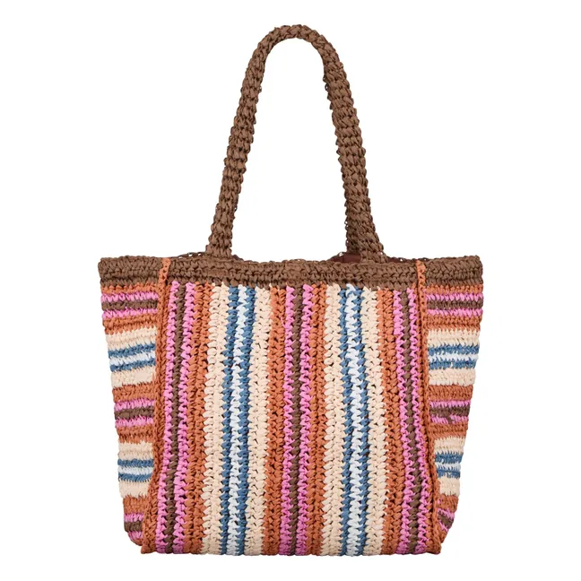 Bolsa de rayas de paja | Marrón