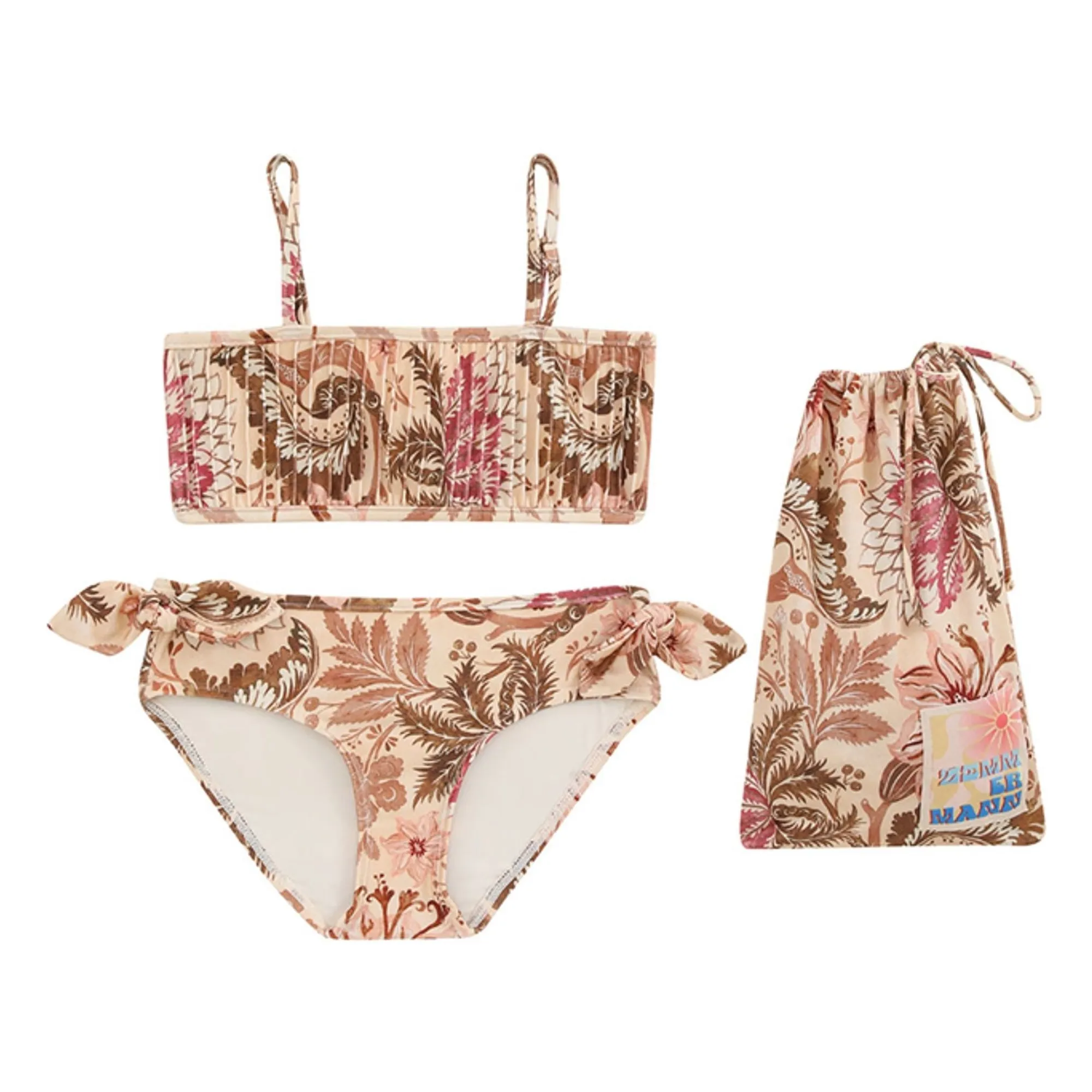 Zimmermann Pale Pink Daylight Floral Knot Swimsuit
