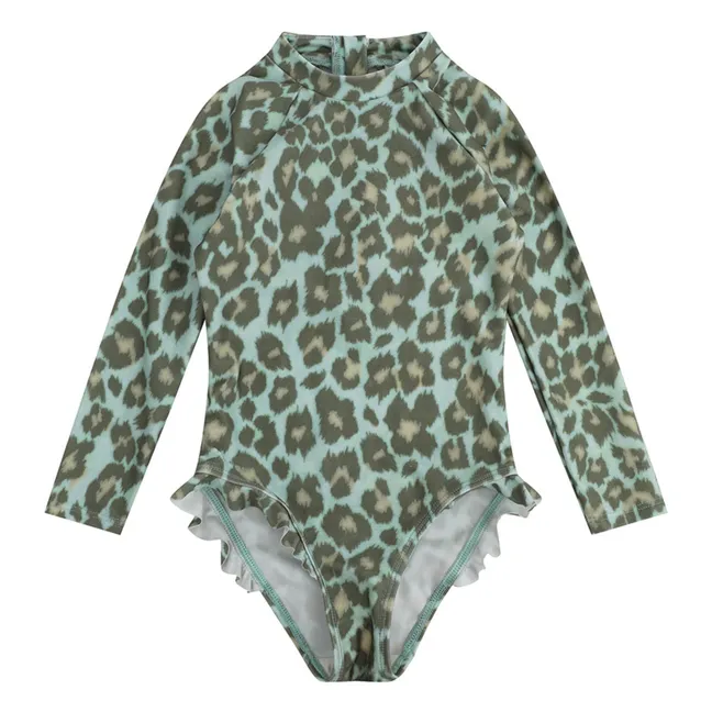Patience Leopard Long Sleeve Swimsuit | Blue Green