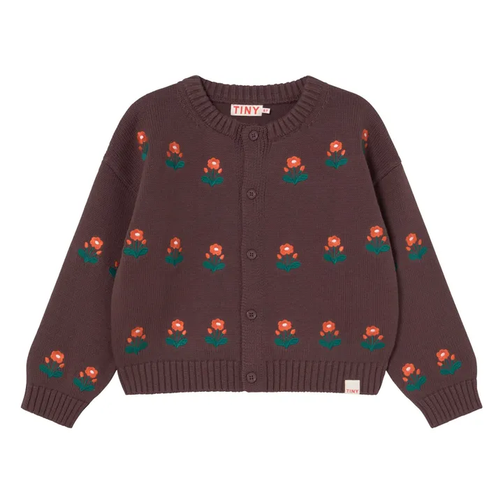 Cardigan Fleurs Laine | Marron- Image produit n°0