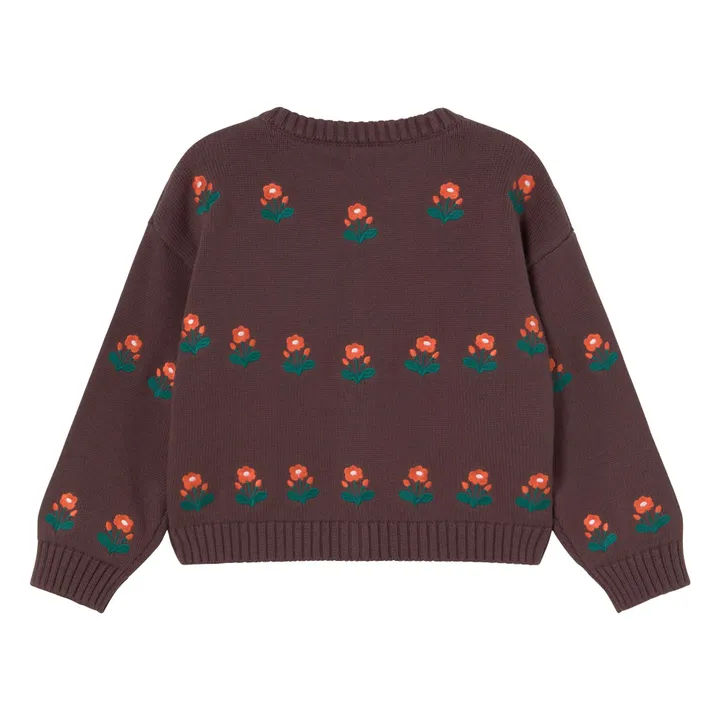 Cardigan Fleurs Laine | Marron- Image produit n°3