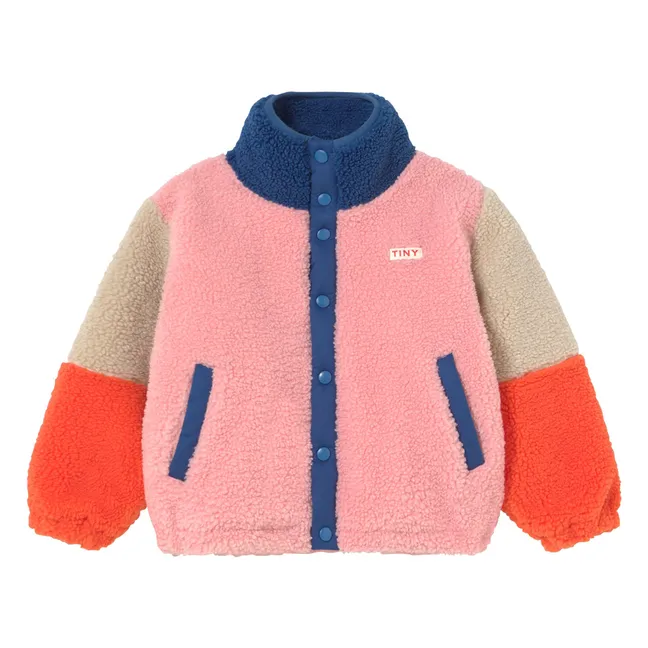 Veste Façon Sherpa Colorblock | Rose
