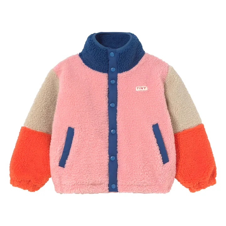 Veste Façon Sherpa Colorblock | Rose- Image produit n°0