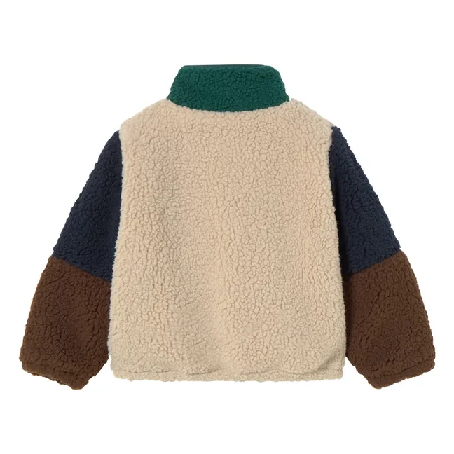 Veste Façon Sherpa Colorblock | Beige