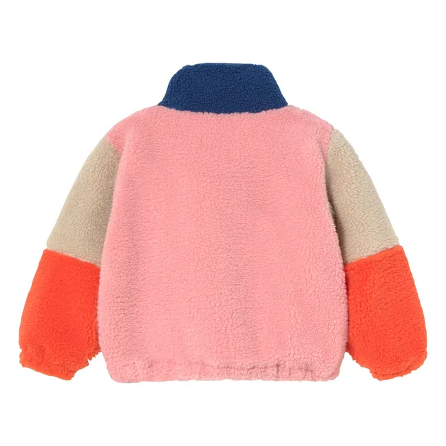 Veste Façon Sherpa Colorblock | Rose