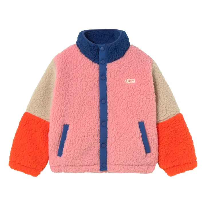 Veste Façon Sherpa Colorblock | Bleu- Image produit n°0