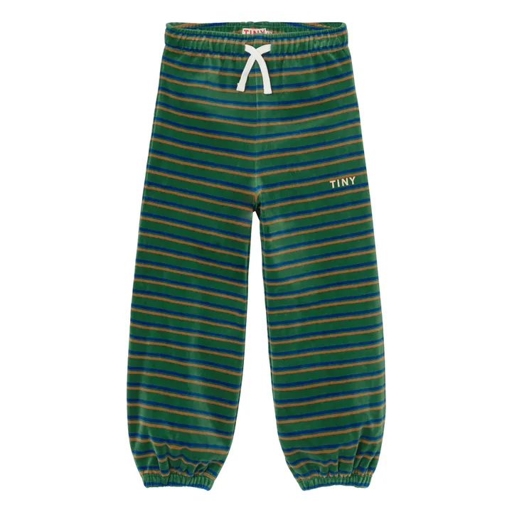 Jogger Rayé Velours | Vert- Image produit n°0