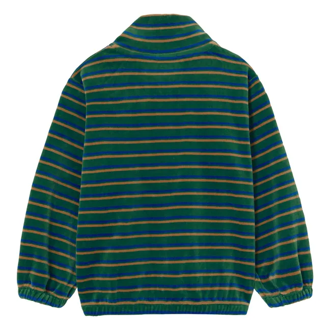 Sweat Col Montant Rayé Velours | Vert