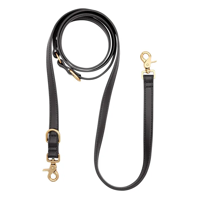 Laisse pour chien 3 positions en cuir vegan | Noir
