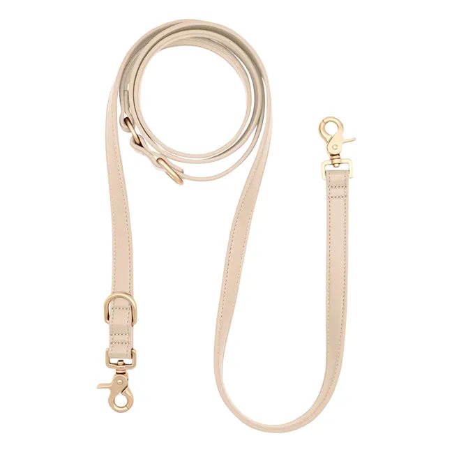 Laisse pour chien 3 positions en cuir vegan | Beige