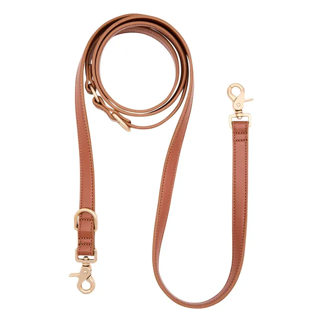 Laisse pour chien 3 positions en cuir vegan | Marron