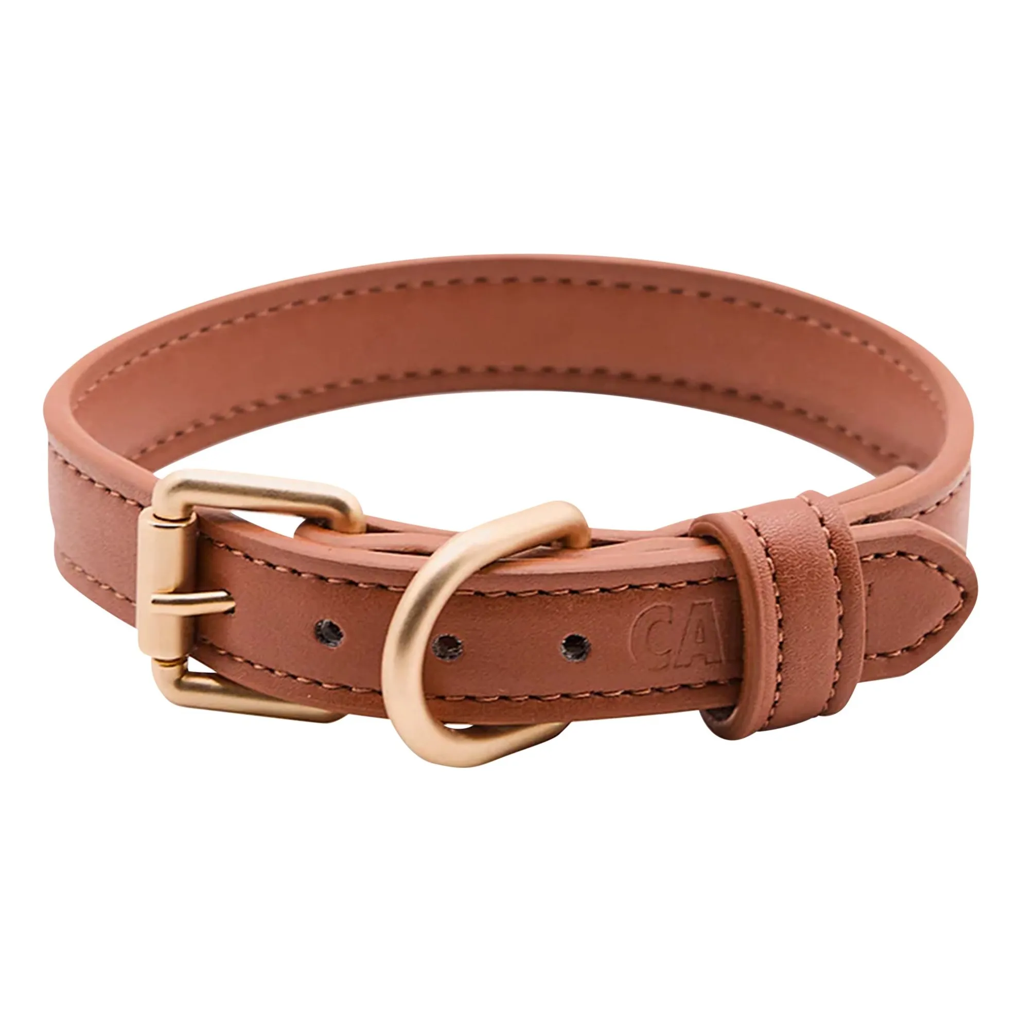 Cafide Brown Vegan Leather Dog Collar