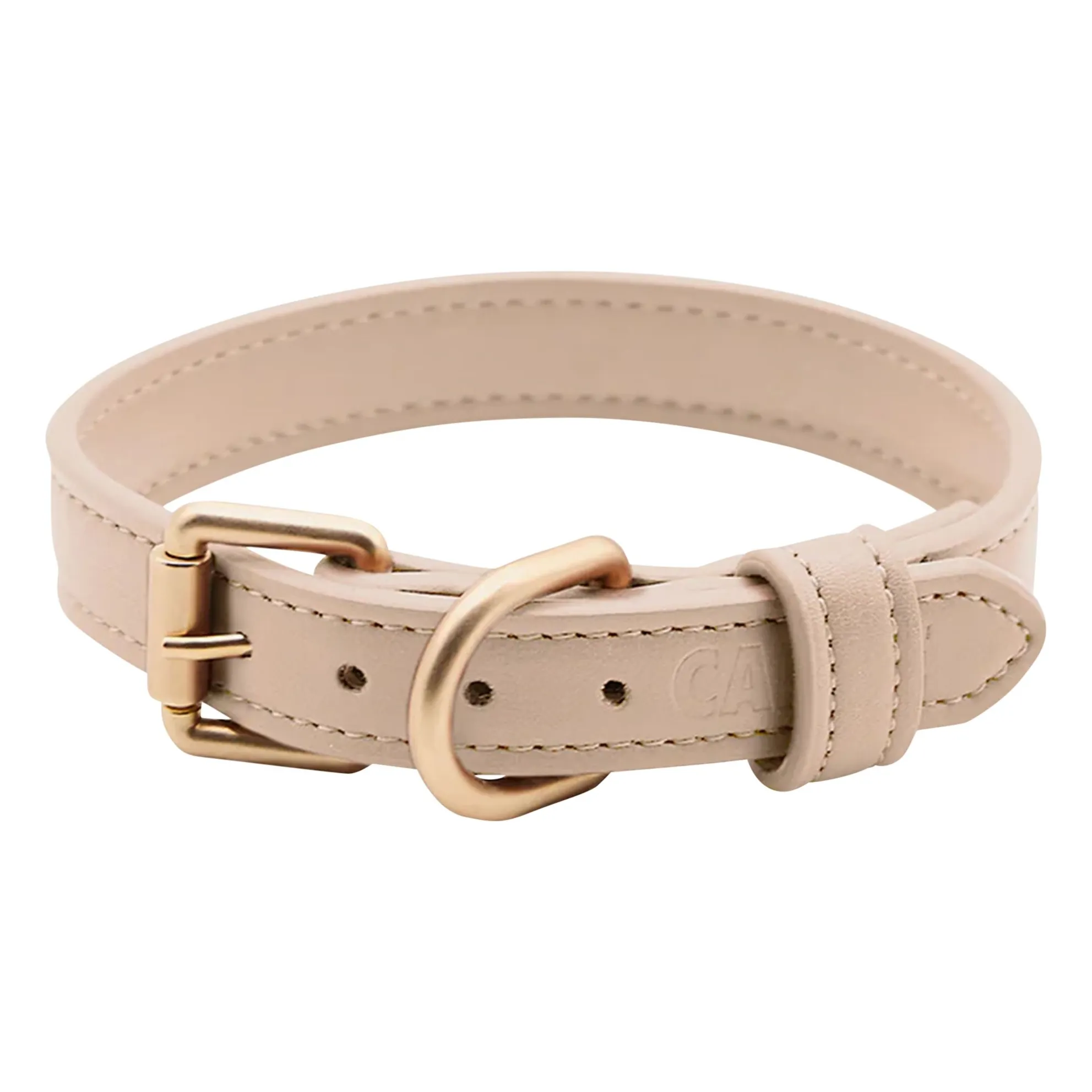 Cafide Beige Vegan Leather Dog Collar