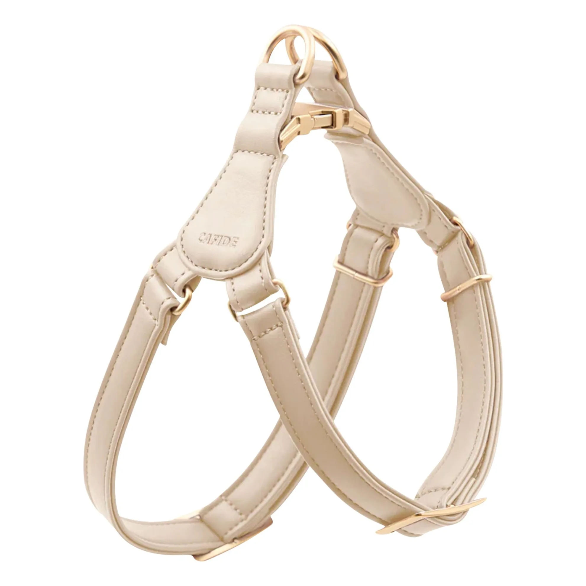 Cafide Beige Step In Vegan Leather Dog Harness