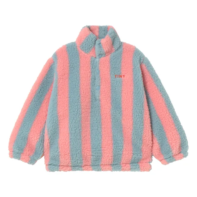 Sweat Façon Sherpa Rayé | Rose