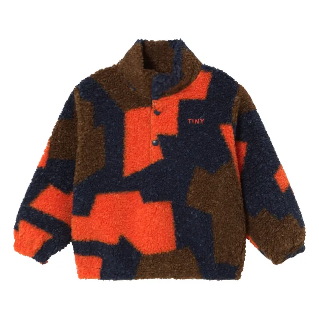 Sweat Façon Sherpa Abstrait | Bleu marine