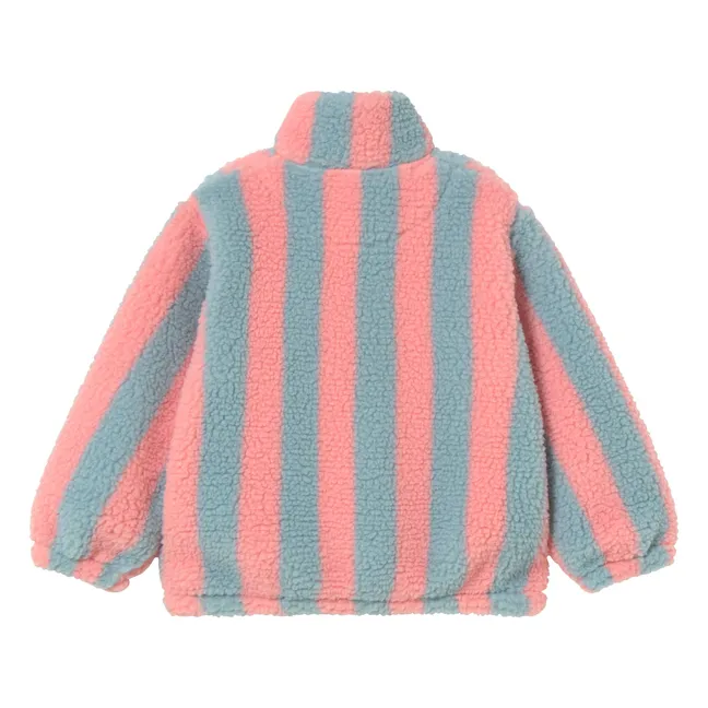 Sweat Façon Sherpa Rayé | Rose