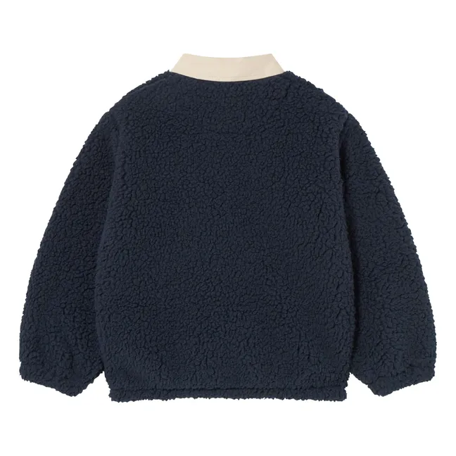 Sweat Façon Sherpa Col | Bleu marine