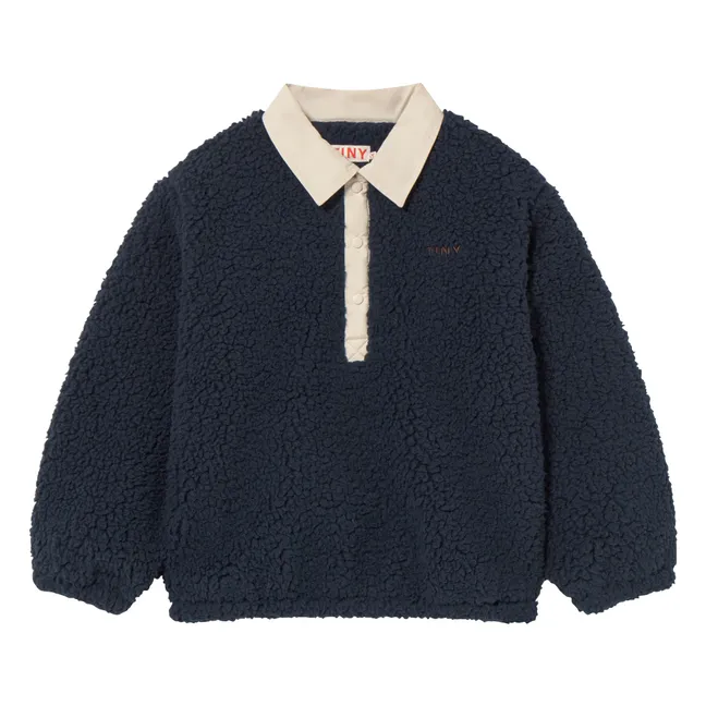 Sweat Façon Sherpa Col | Bleu marine