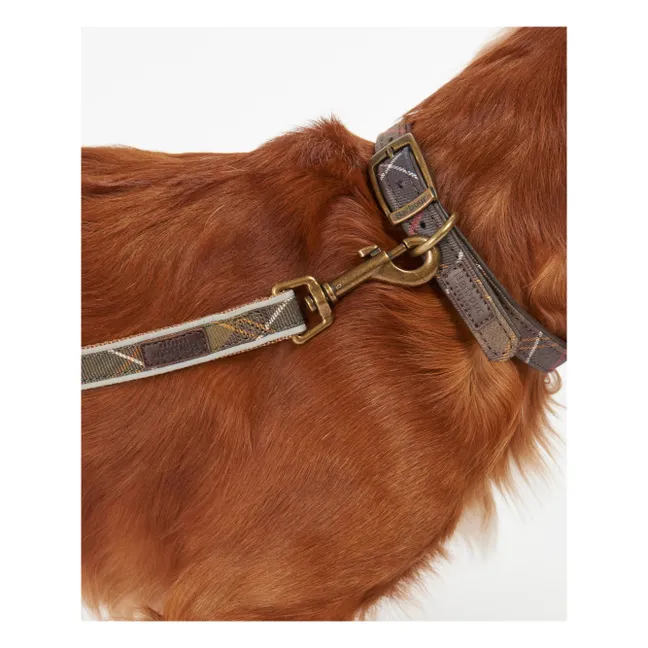 Tartan Reflective Dog Lead | Taupe brown