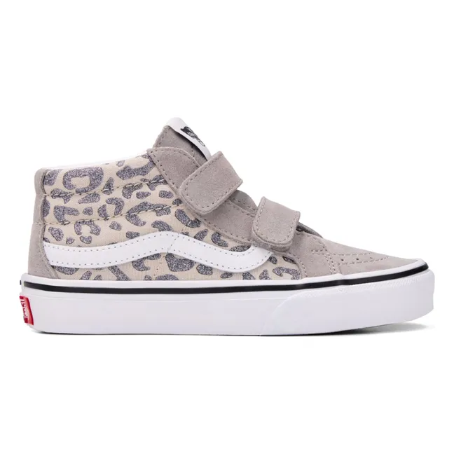 Baskets Scratchs SK8-Mid Léopard Glitter | Gris clair