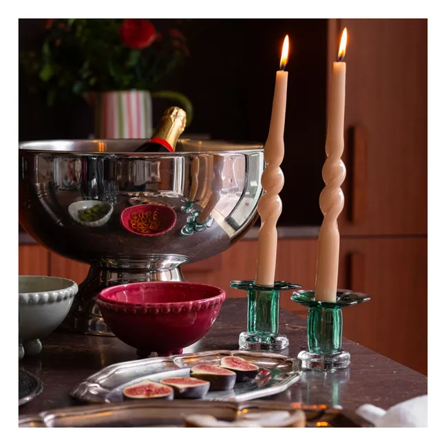 Stella glass candlestick | Green