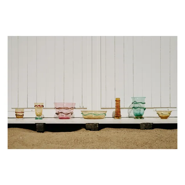 Romeo glass salad bowl | Fuchsia