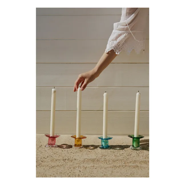 Stella glass candlestick | Pink