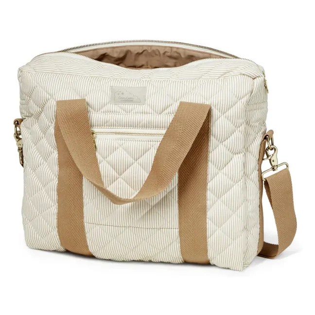 Stripes quilted diaper bag | Camel