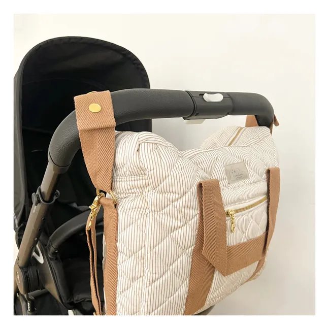 Stripes quilted diaper bag | Camel