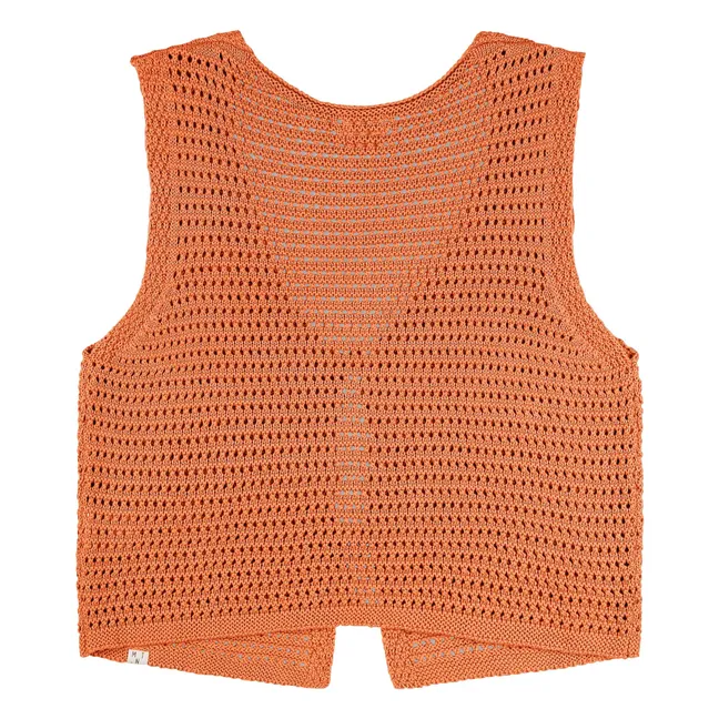 Sleeveless Knotted Organic Cotton Vest | Apricot