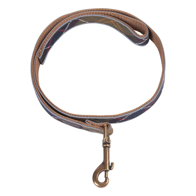 Tartan Reflective Dog Lead | Taupe brown