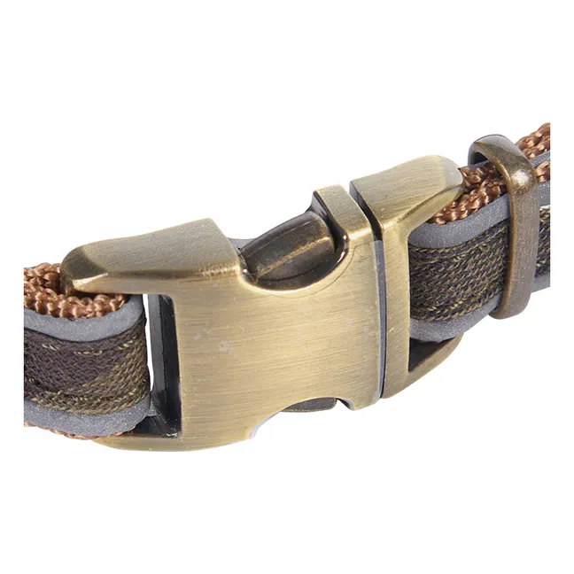Tartan Reflective Dog Collar | Taupe brown