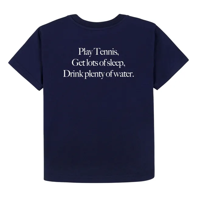 Maglietta Play Tennis in cotone riciclato | Blu marino