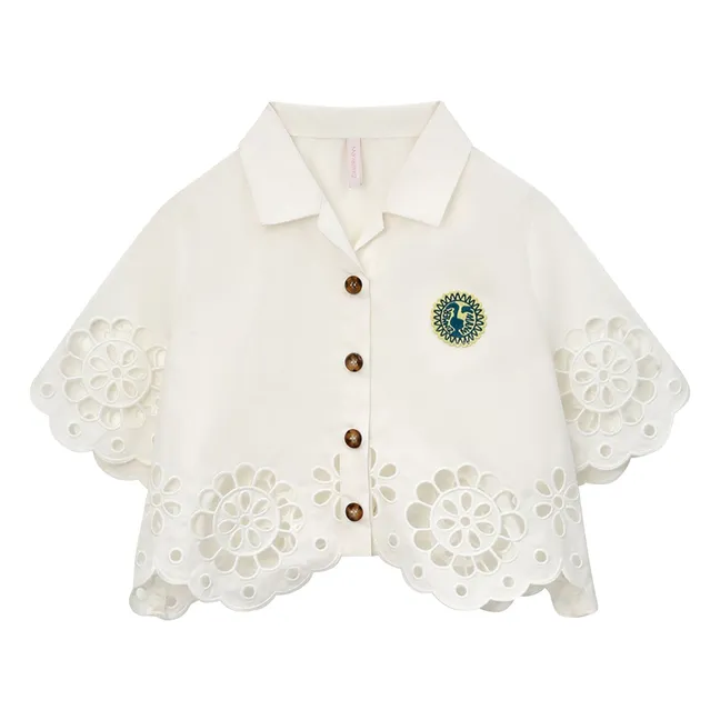 Camisa con bordado inglés Awaken | Marfil