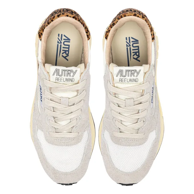 Sneakers basse Reelwind in pelle scamosciata e nylon con motivo leopardato | Beige