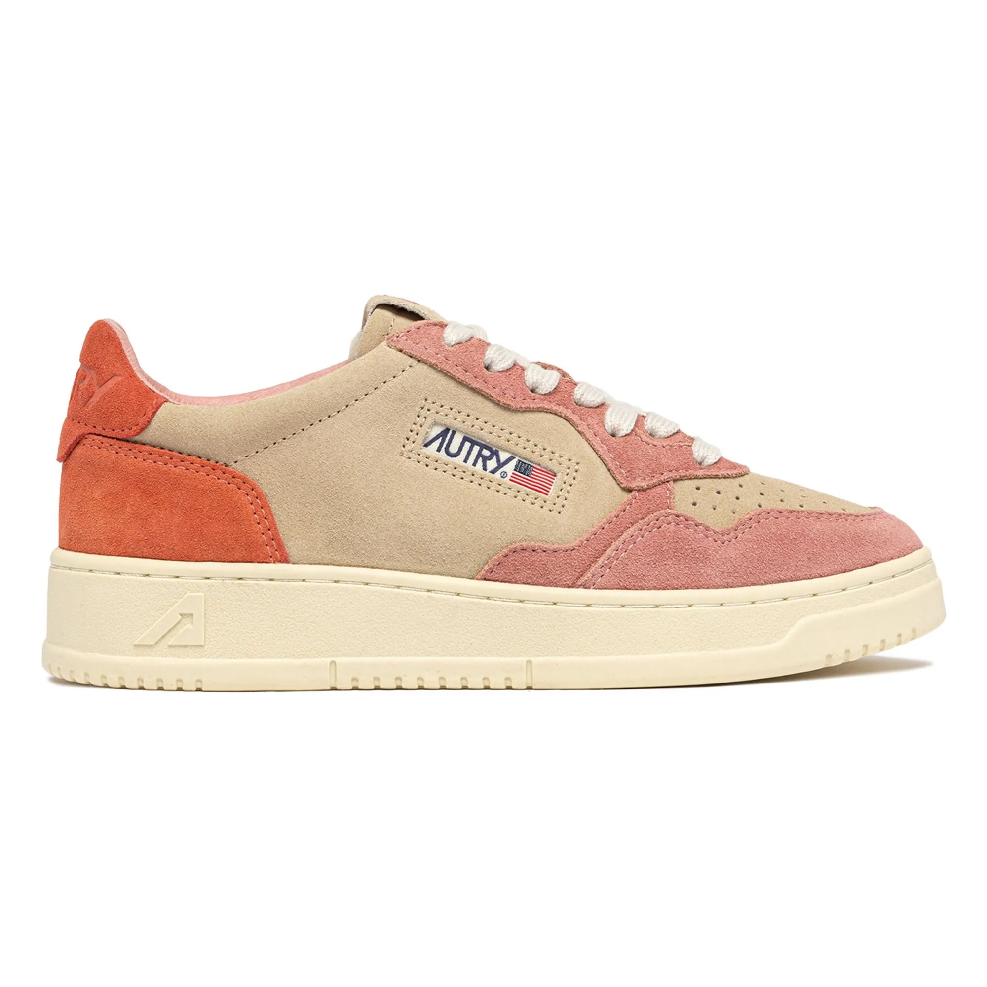 Autry Orange Medalist Low Tricolor Suede Sneakers