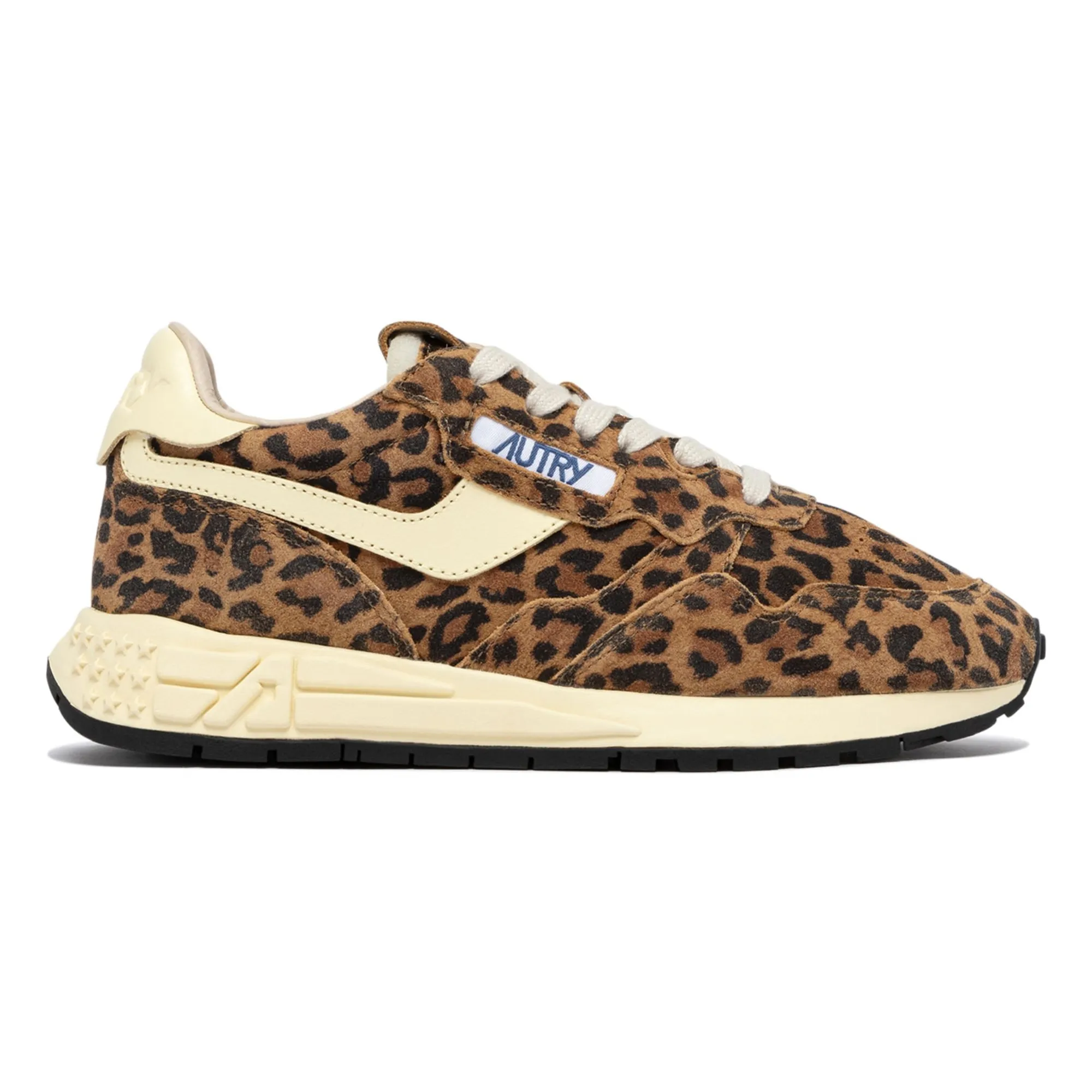 Autry Brown Reelwind Leopard Suede Sneakers