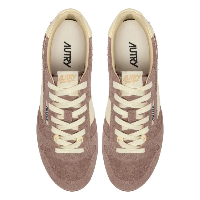 Windspin Low Two-tone Suede and Leather Basket | Dusty Pink