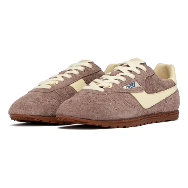 Windspin Low Two-tone Suede and Leather Basket | Dusty Pink