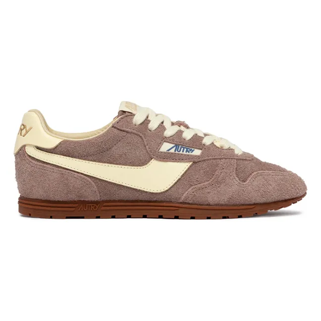 Windspin Low Two-tone Suede and Leather Basket | Dusty Pink