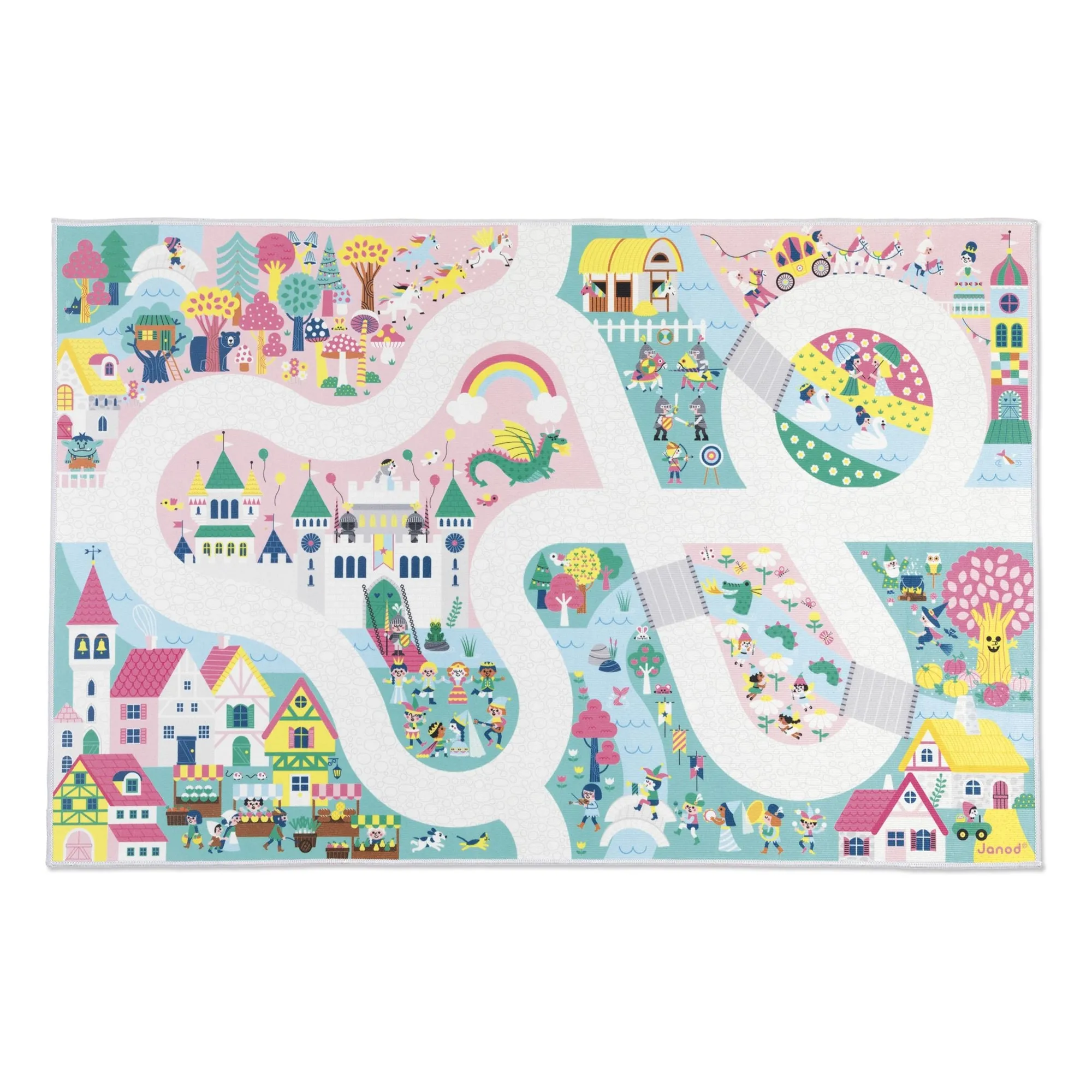 Janod Multicoloured Carpet With Enchanted Kingdom Circuit - Cross Roads