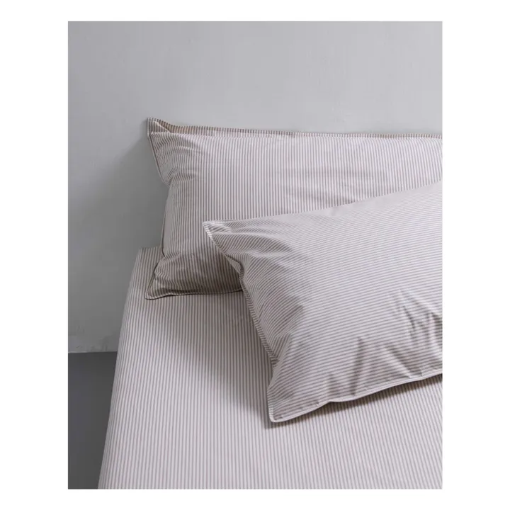 Taie d'oreiller Striped en percale organique - Brown-Ecru | Marron- Image produit n°2