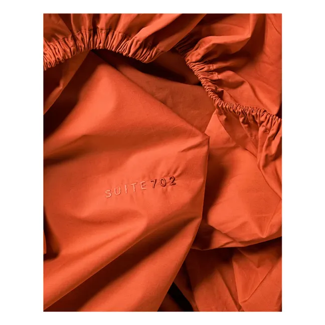 Organic percale fitted sheet - Poppy Orange | Orange