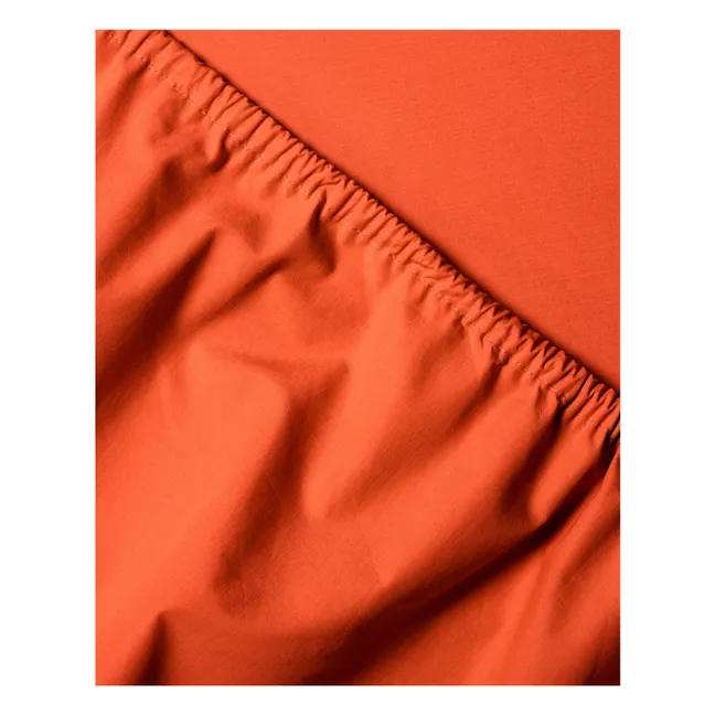 Organic percale fitted sheet - Poppy Orange | Orange