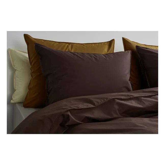 Funda de almohada de percal ecológico - Marrón café | Café