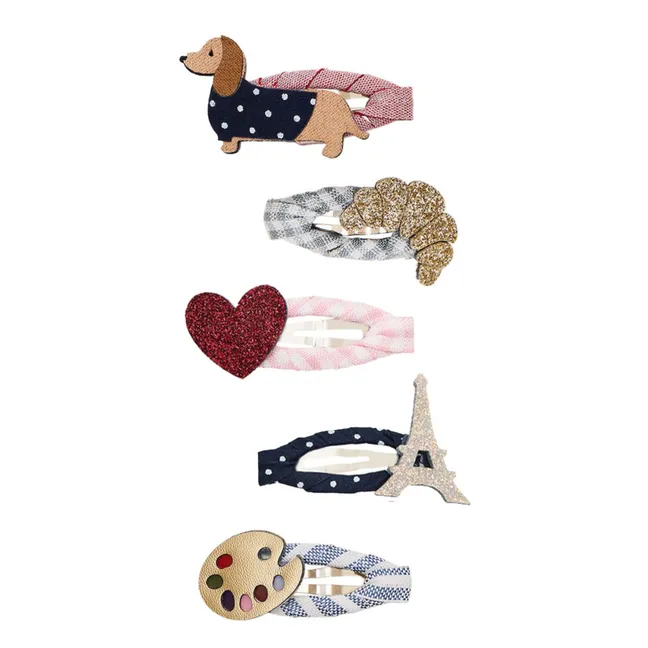 Lot de 5 Mini Barrettes Paris | Bleu marine