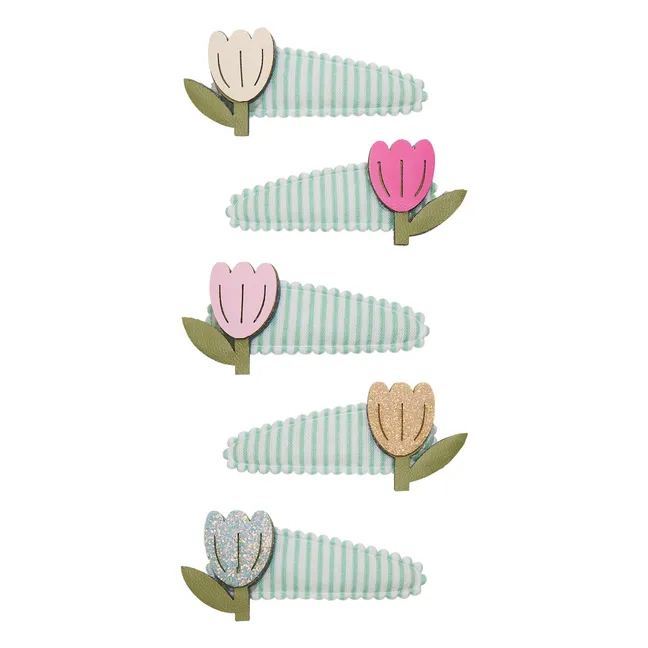 Set of 5 Tulip hair clips | Turquoise