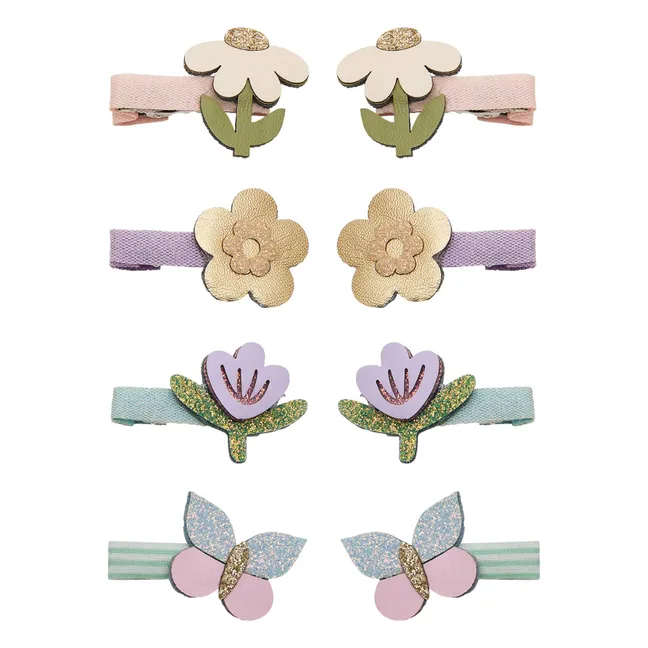 Lot de 8 Mini Barrettes Fleurs | Lilas